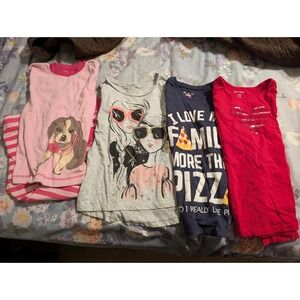 Various Long Sleeve Girls Shirts Size 7/8 And PJ Set